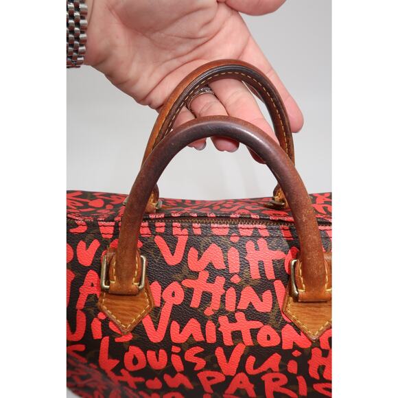 Louis Vuitton Leather Speedy30 Pink Graffiti Monogram Hand Bag Brown - Picture 4 of 13